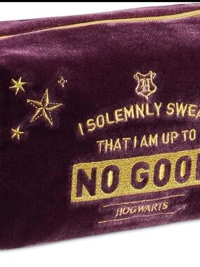 HARRY POTTER Velvet 'I Solemnly Swear No Good' Pouch - Burgundy & Gold NWT